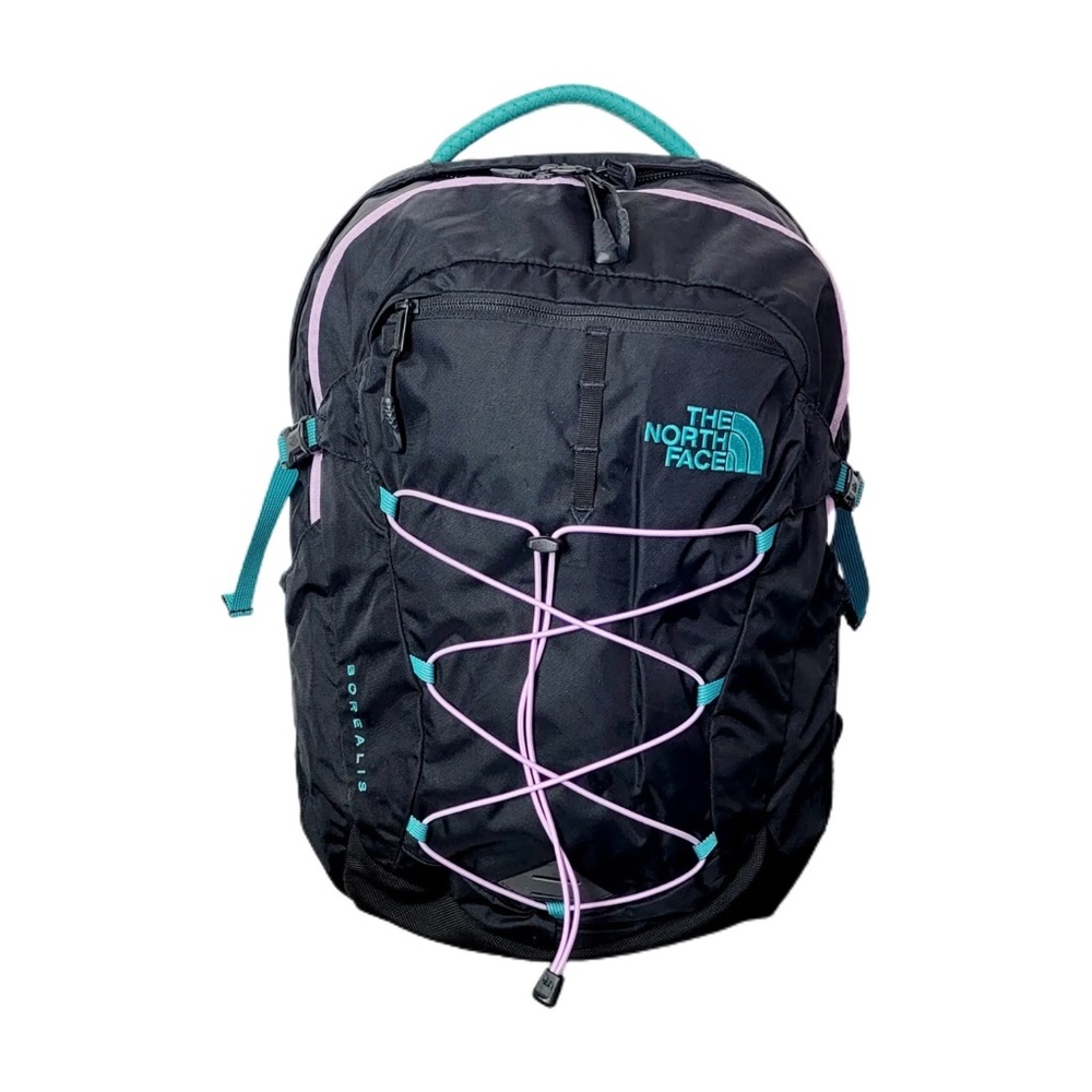 North Face Borealis Flex vent Backpack With Whistle Black Violet Turquoise